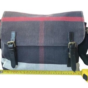 Burberry Gray and Red Messenger Bag